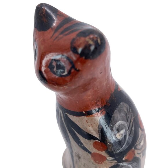 Tonala Mexico Pottery Cat Kitten Kitty Folk Art Ceramic Hand Painted Vintage - Picture 3 of 7